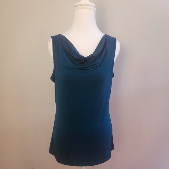 NWOT The Limited S Sleeveless Cowl Neck Teal Blue Blouse Top Small - Picture 2 of 6
